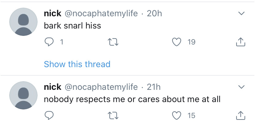 a post and a reply by the same person. It reads: 